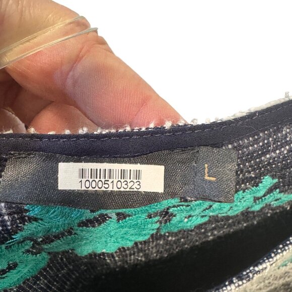 THML Anthropologie Embroidered Dress Women’s Large White Turquoise Blue Boho - Picture 6 of 6